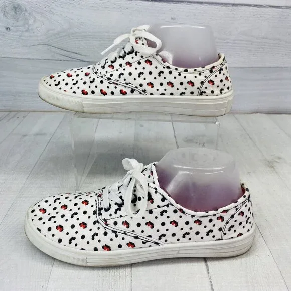 Disney Womens MINNIE MICKEY EARS Polka White Canvas Lace Up Tennis Shoes Size 7 - Picture 3 of 12